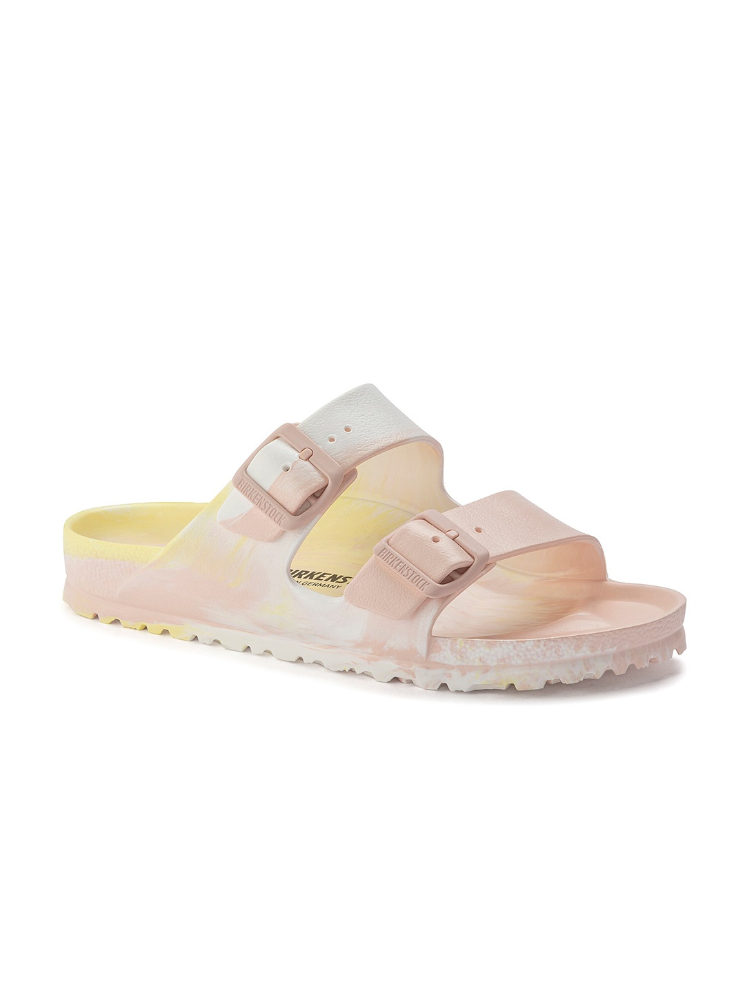 

Birkenstock Unisex Arizona Essentials Regular Width Two-strap Sliders, Peach