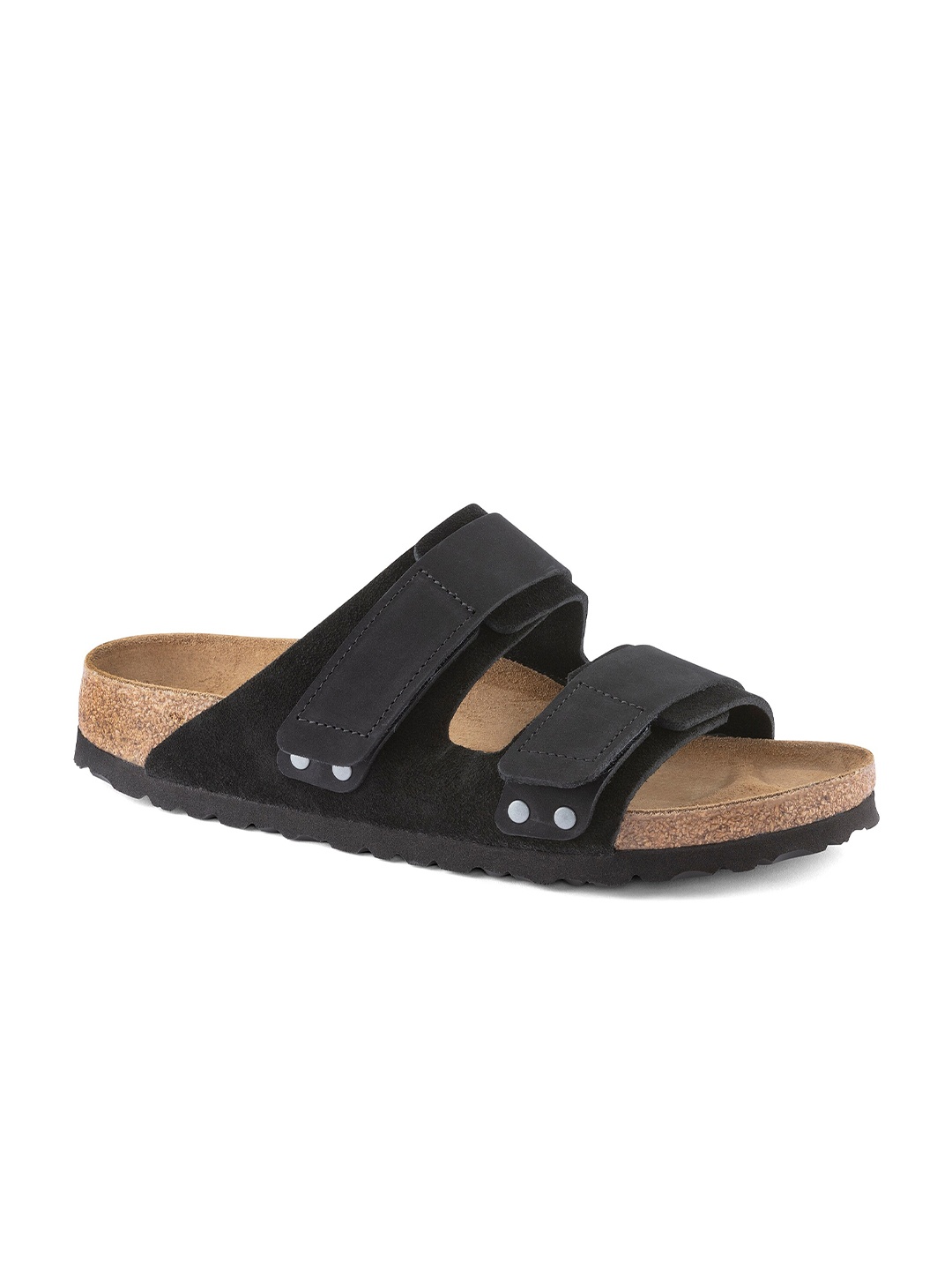 

Birkenstock Uji Black Narrow Width Nubuck/Suede Leather Two-Strap Sandals