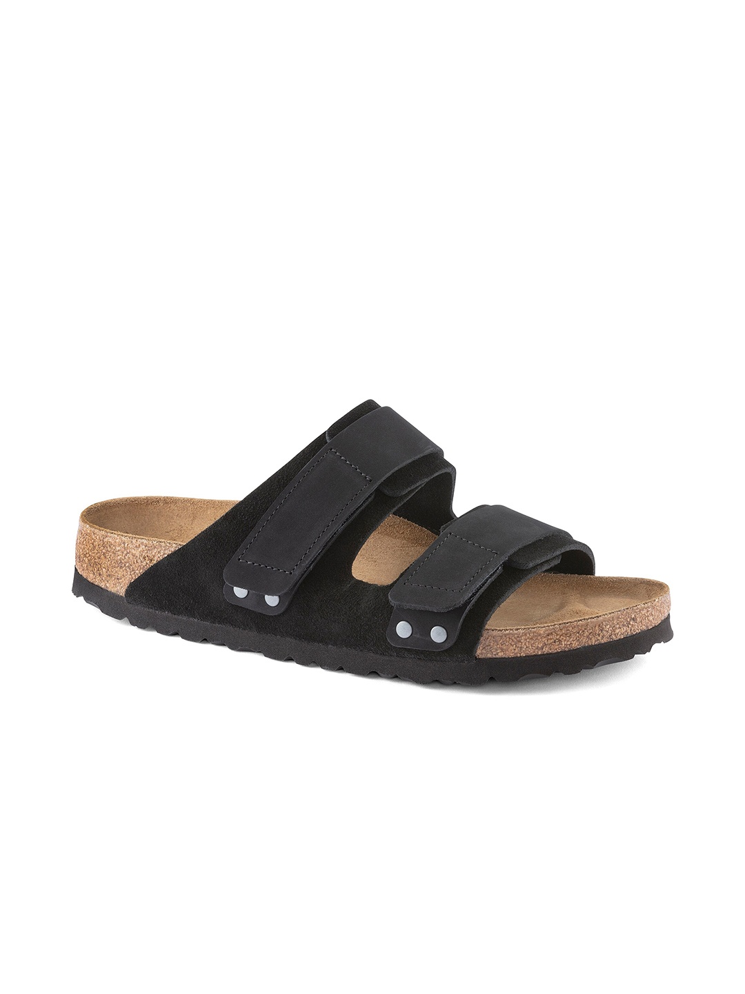 

Birkenstock Uji Black Regular Width Nubuck/Suede Leather Two-Strap Sandals