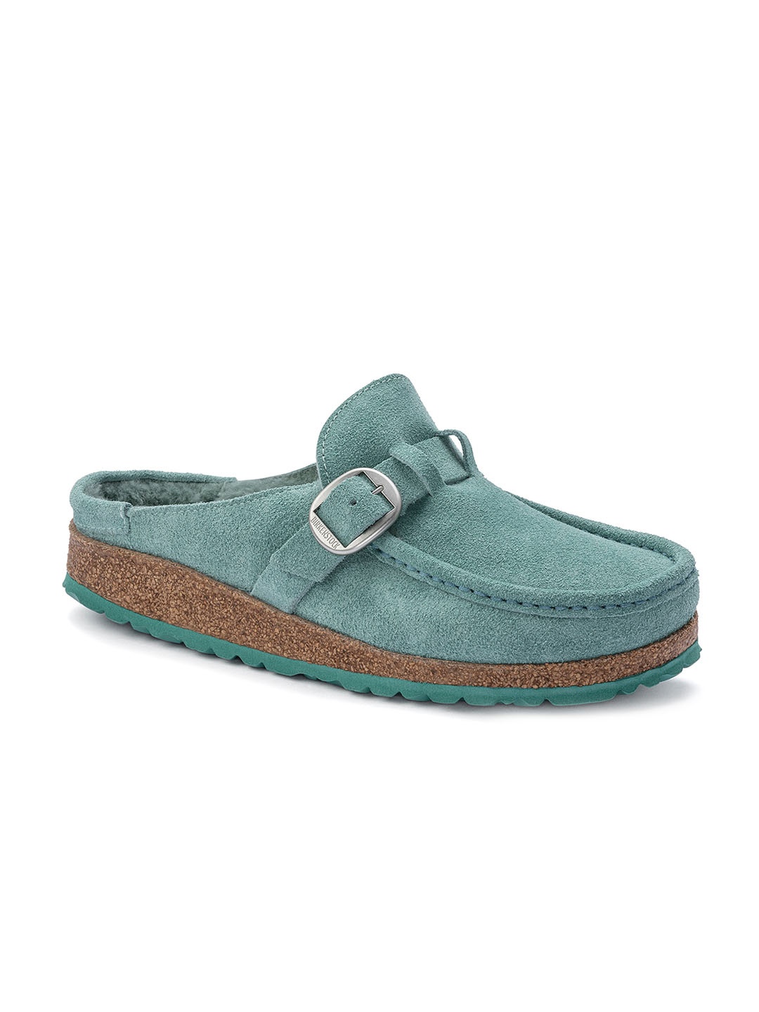 

Birkenstock Buckley Shearling Beryl Narrow Width Suede Leather Clogs, Sea green