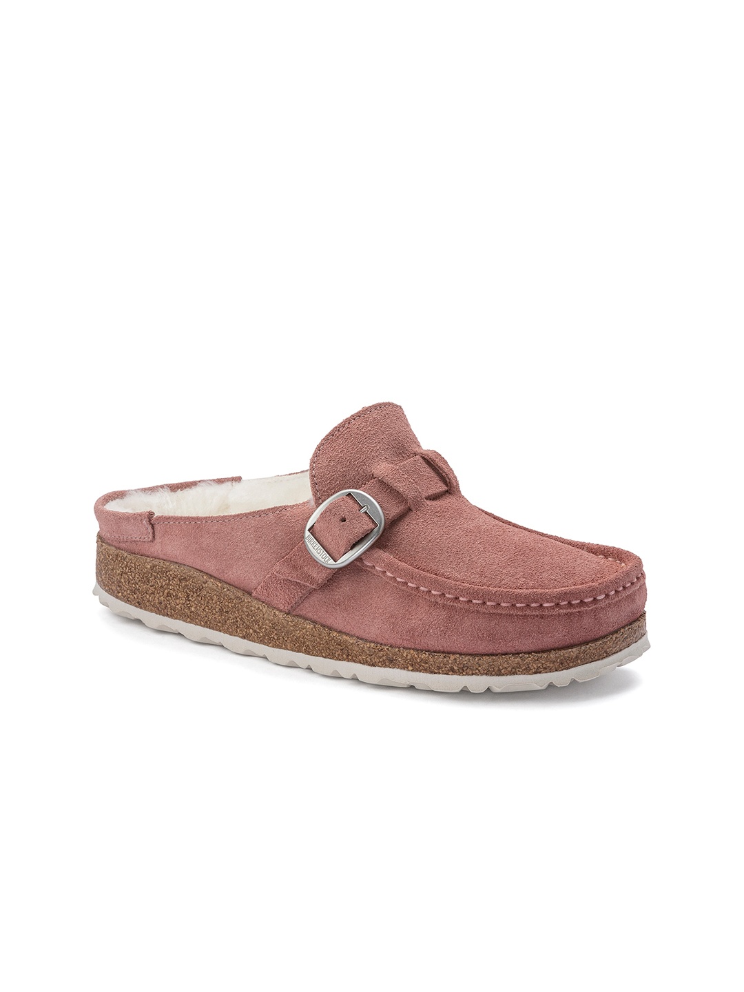 

Birkenstock Buckley Shearling Pink Clay Narrow Width Suede Leather Clogs