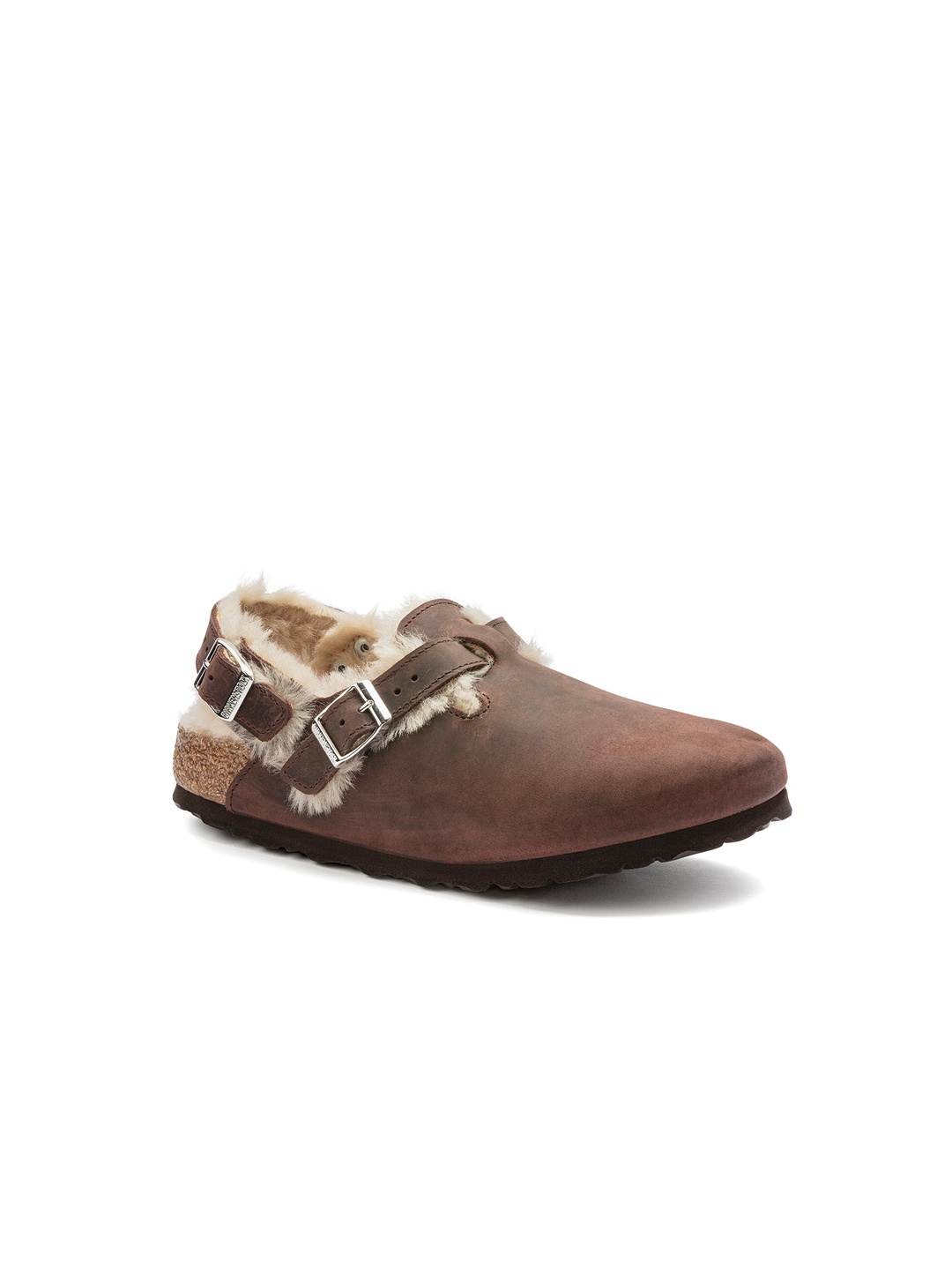 

Birkenstock Tokio Shearling Brown Narrow Width Oiled Leather With An Ankle Strap