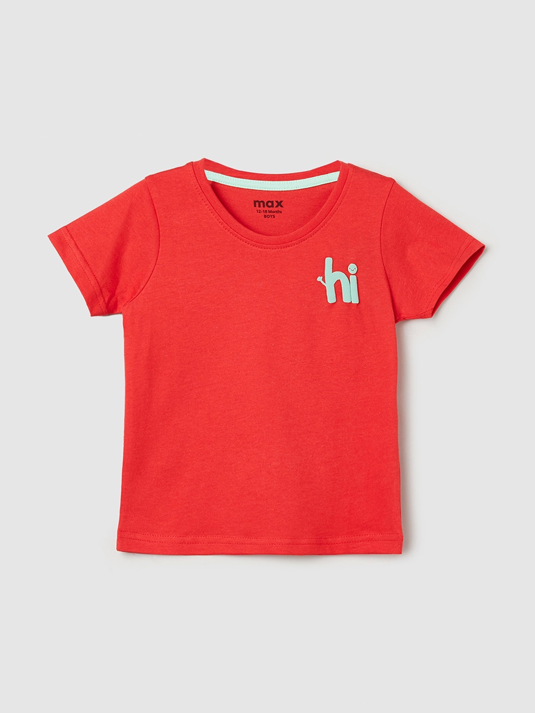 

max Boys Round Neck Pure Cotton T-shirt, Red