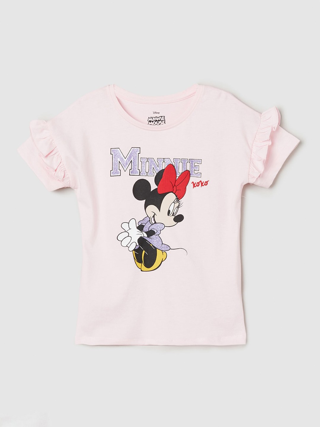 

max Girls Minnie Mouse Printed Pure Cotton T-shirt, Pink