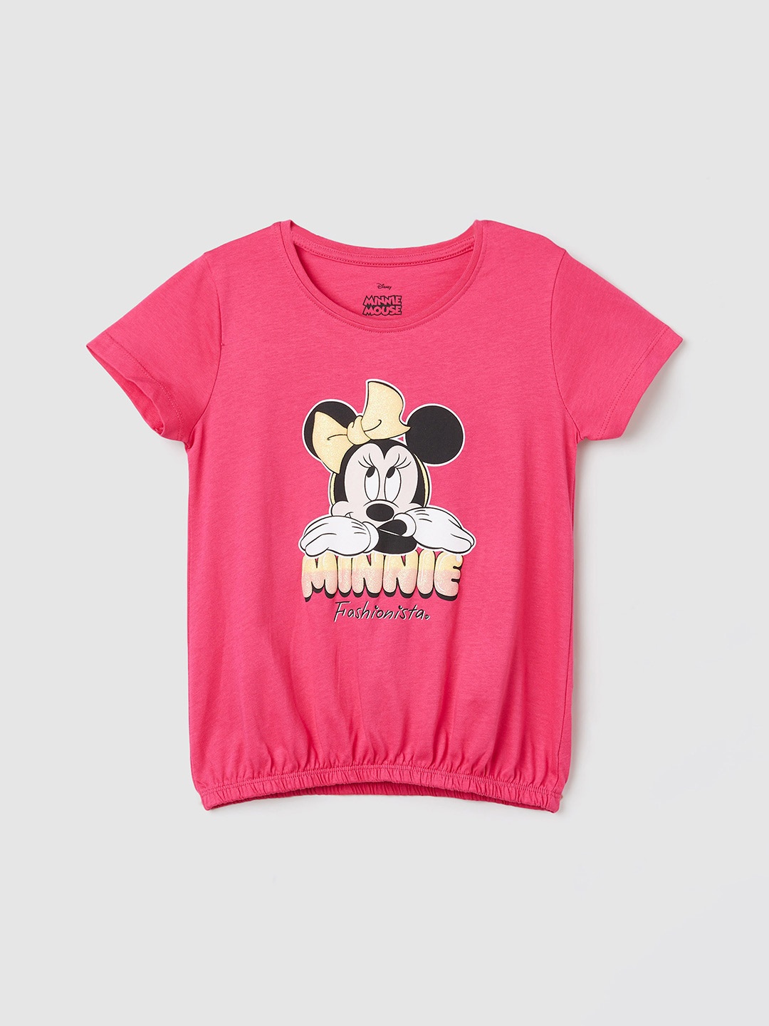 

max Girls Minnie Mouse Printed Pure Cotton T-shirt, Pink