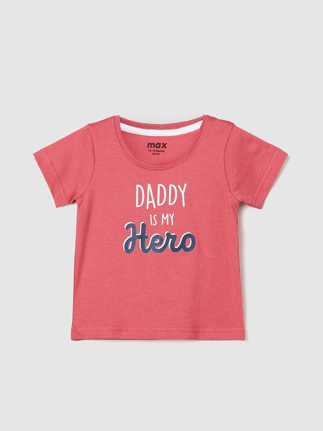 

max Boys Typography Printed Pure Cotton T-shirt, Orange