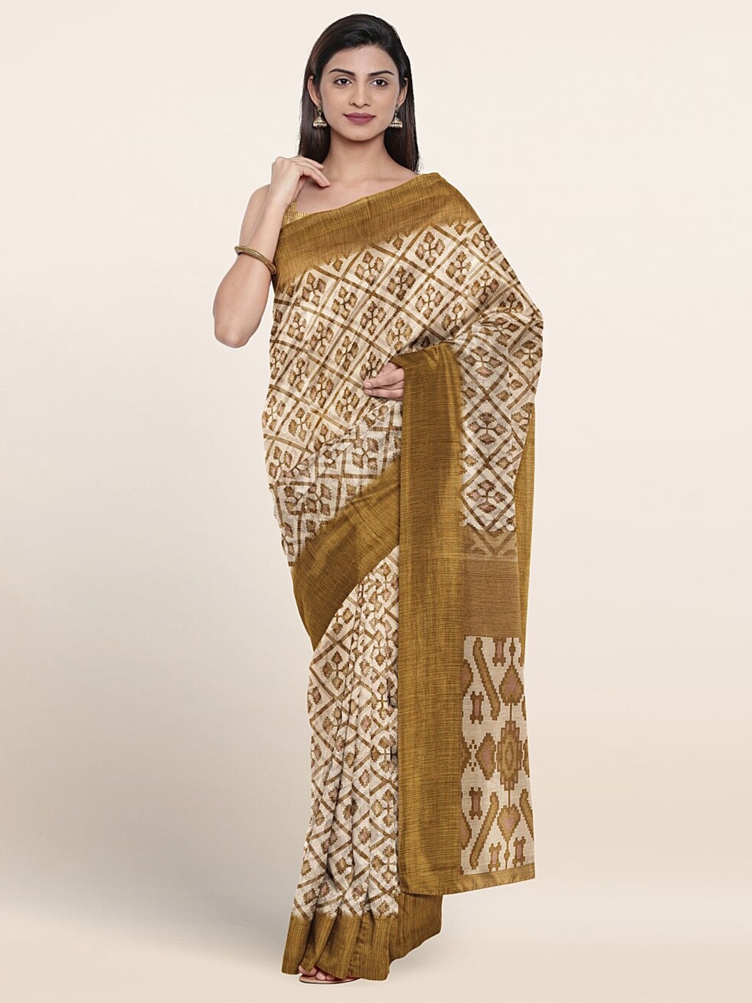 

Pothys Ethnic Motifs Printed Saree, Cream