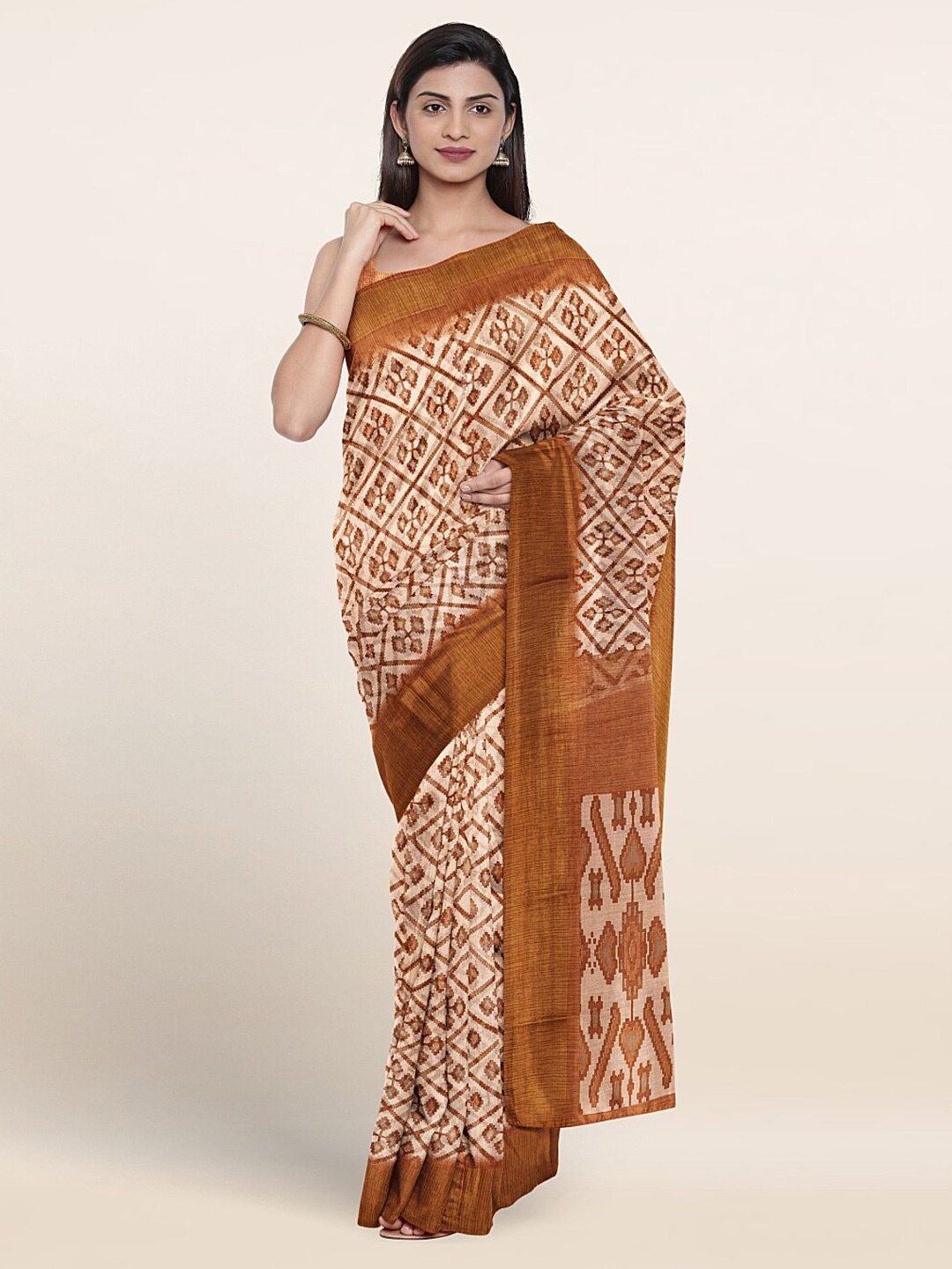 

Pothys Ethnic Motifs Printed Saree, Cream