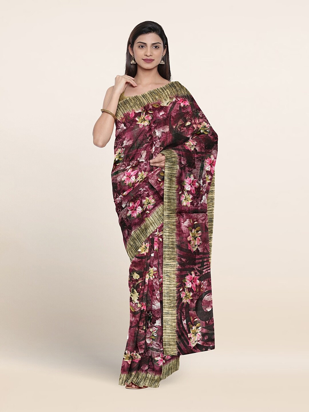 

Pothys Floral Printed Saree, Purple