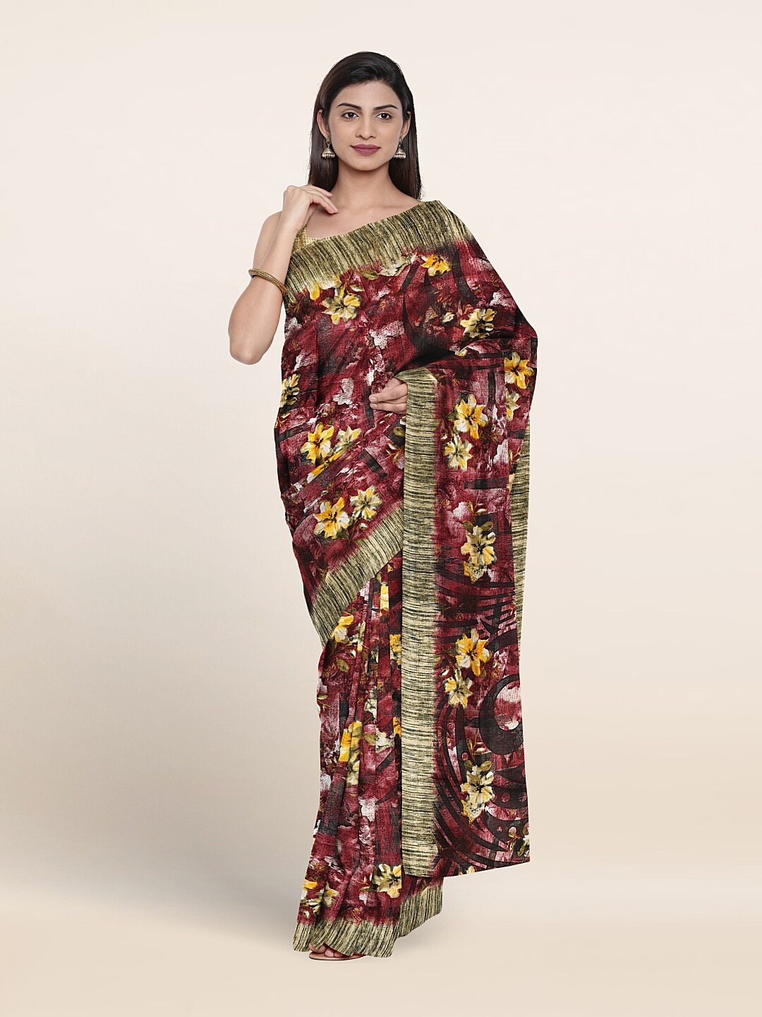 

Pothys Floral Printed Saree, Maroon