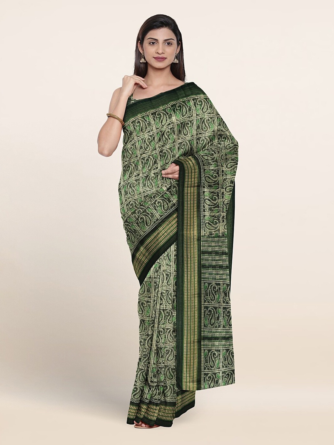 

Pothys Paisley Printed Saree, Green