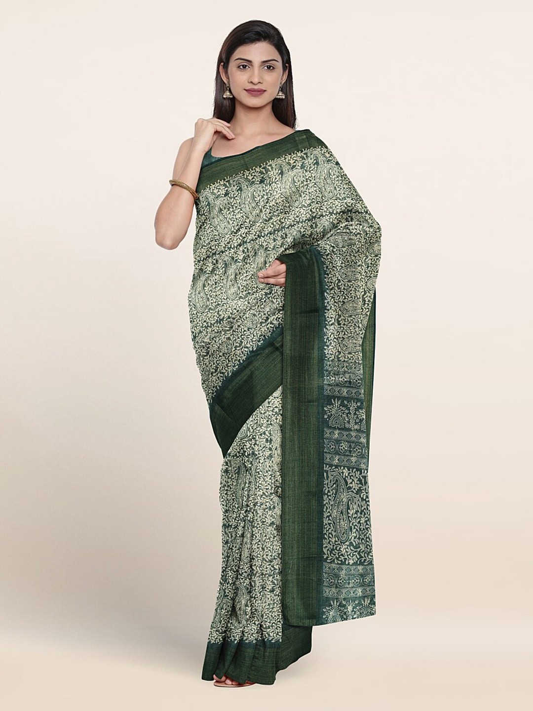 

Pothys Paisley Printed Saree, Green