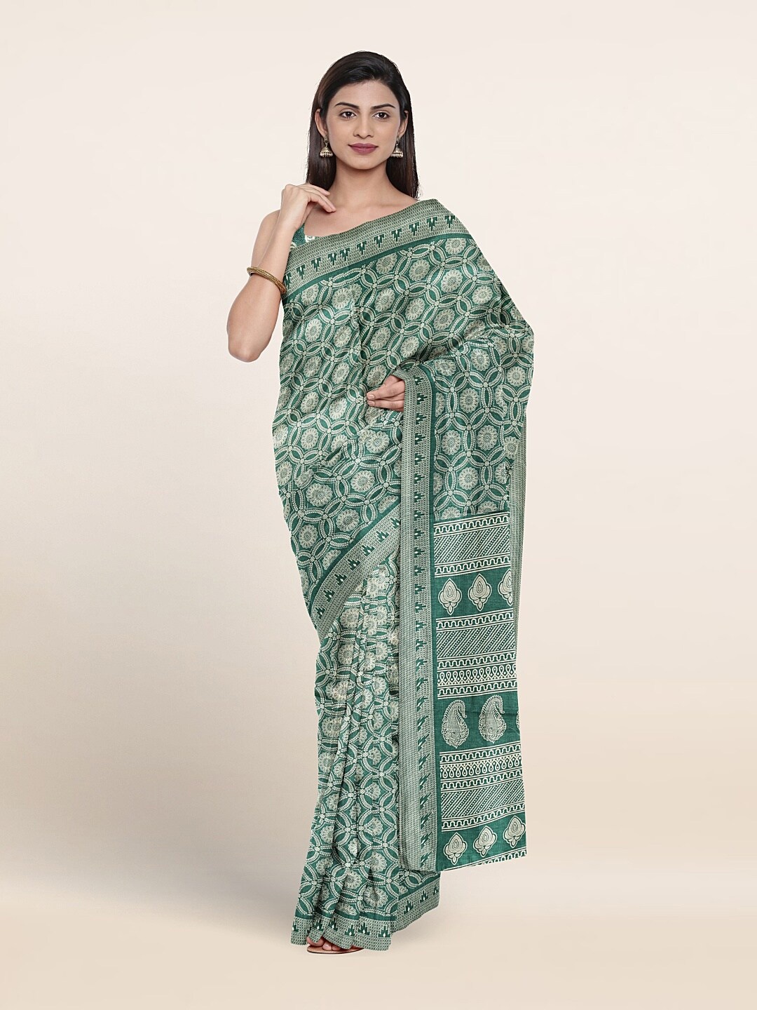 

Pothys Ethnic Motifs Printed Saree, Green