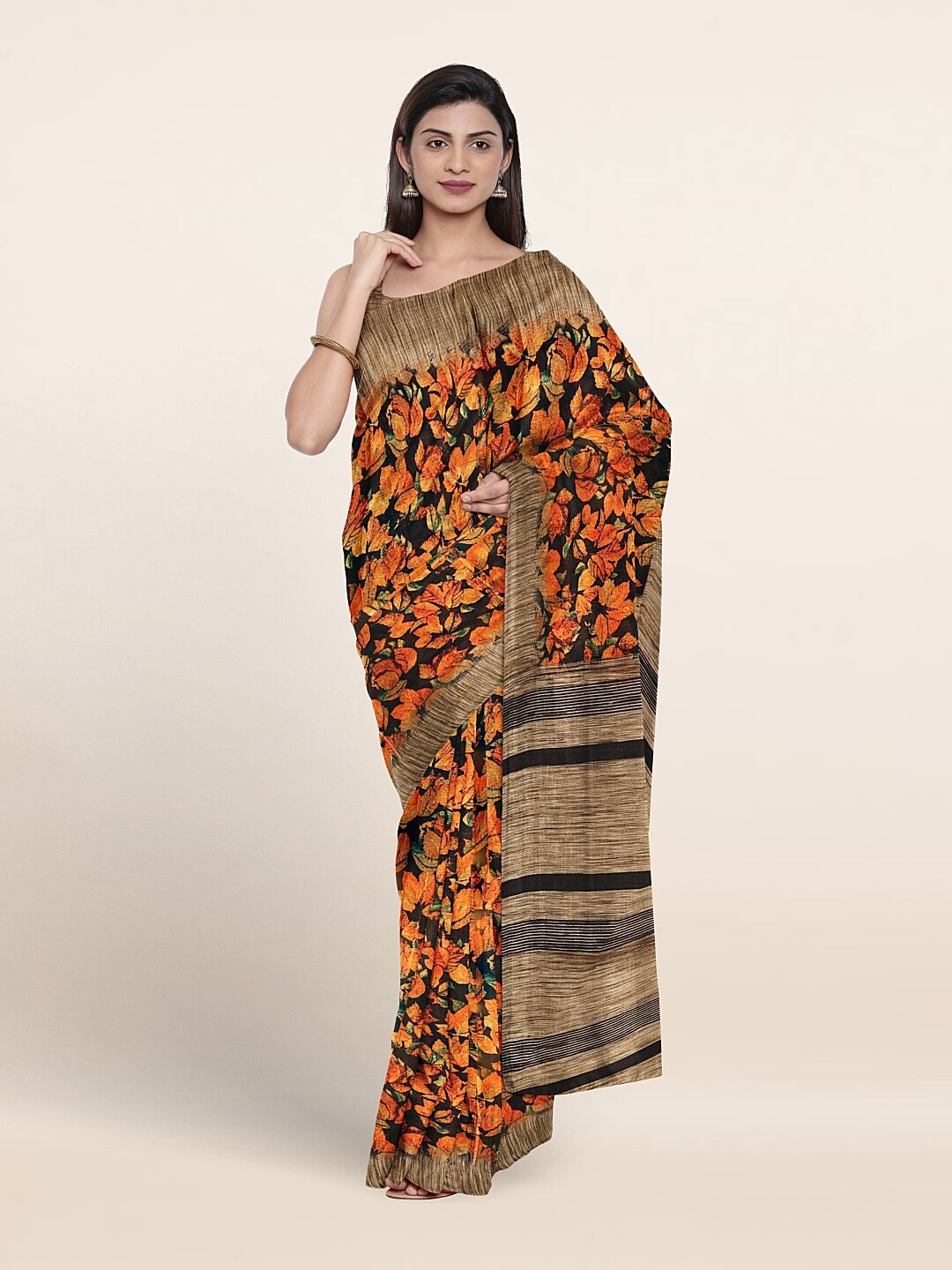 

Pothys Floral Printed Saree, Orange