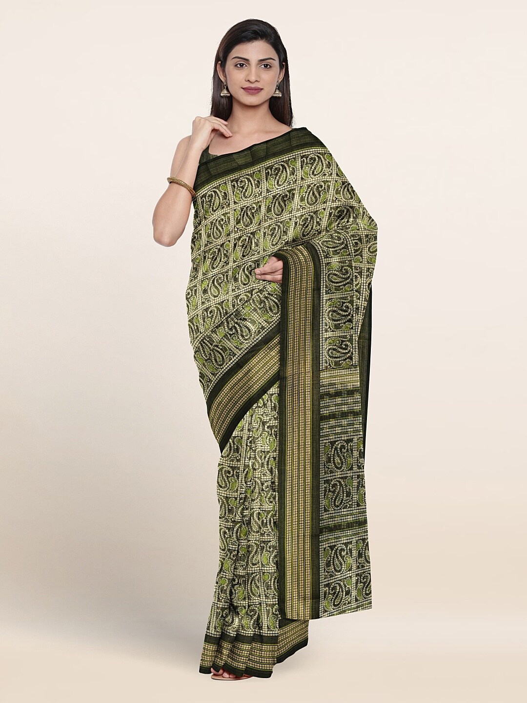 

Pothys Paisley Printed Saree, Green