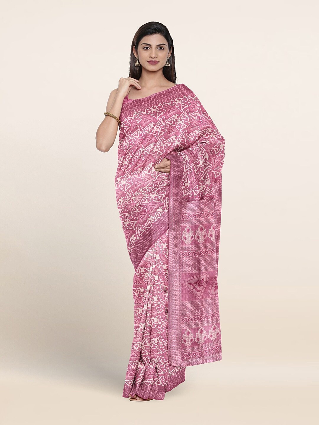 

Pothys Ethnic Motifs Printed Saree, Pink