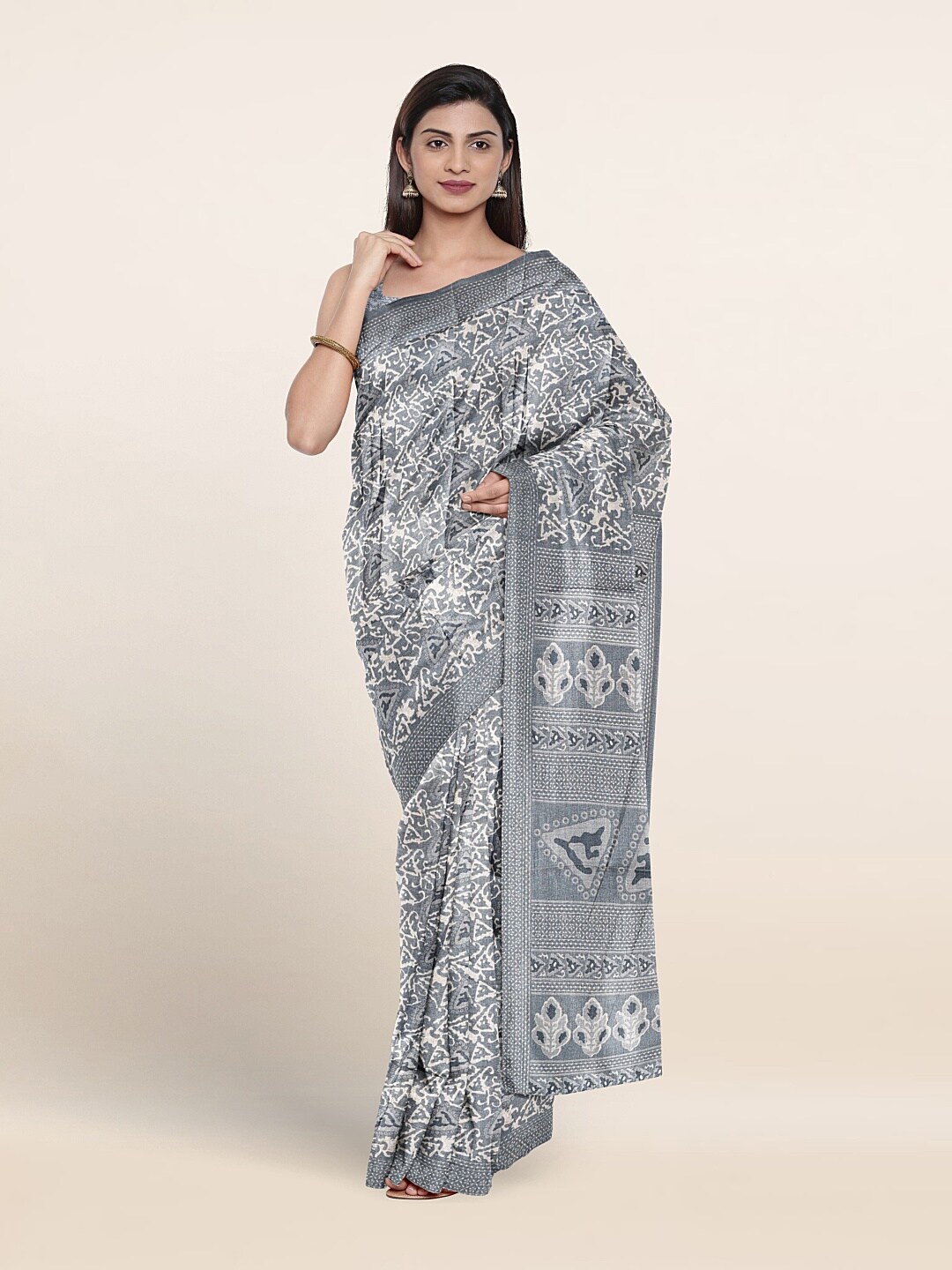 

Pothys Ethnic Motifs Printed Saree, Grey