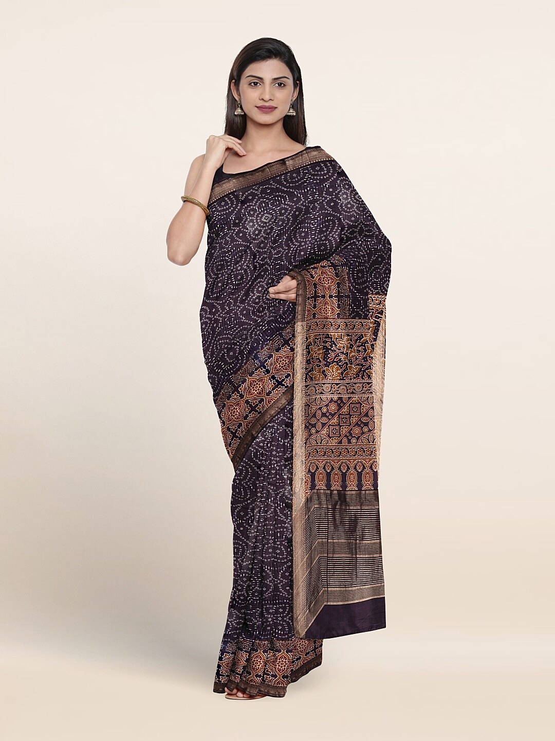 

Pothys Ethnic Motifs Printed Zari Pure Cotton Saree, Violet