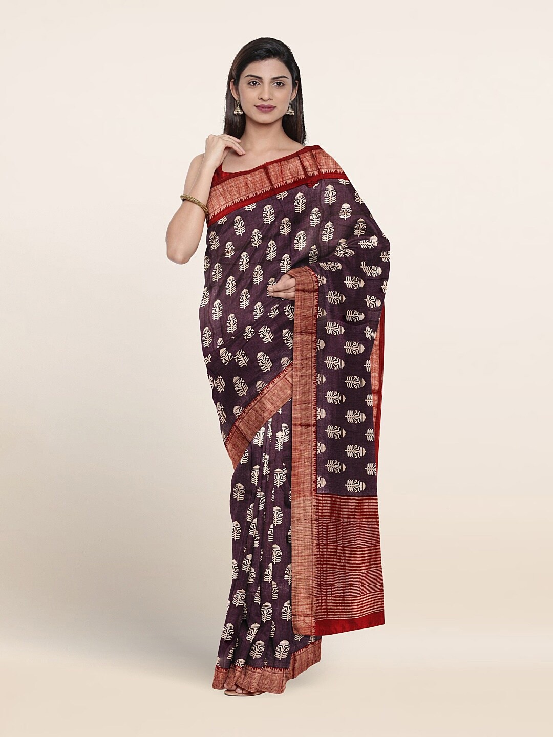 

Pothys Ethnic Motifs Zari Pure Cotton Saree, Violet