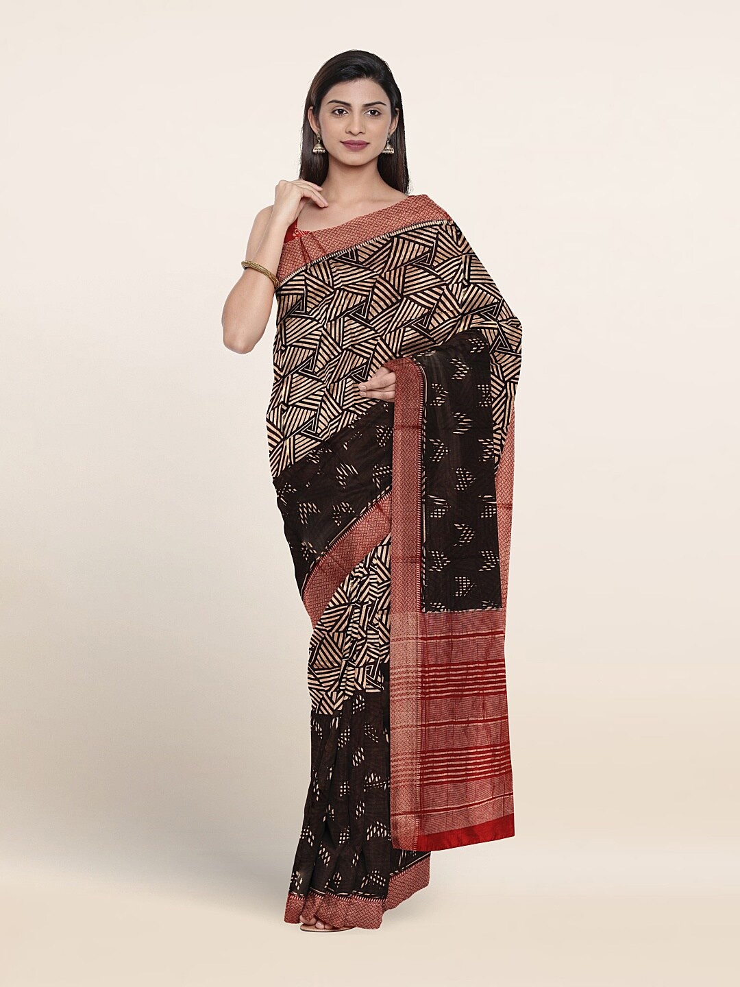 

Pothys Ethnic printed Pure Cotton Saree, Black