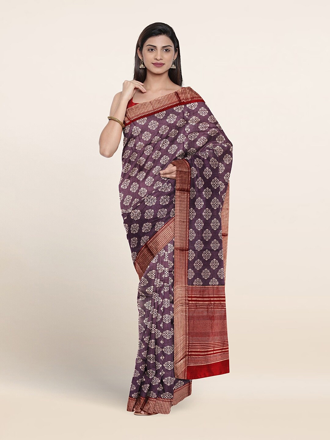 

Pothys Ethnic Motifs Pure Cotton Saree, Purple