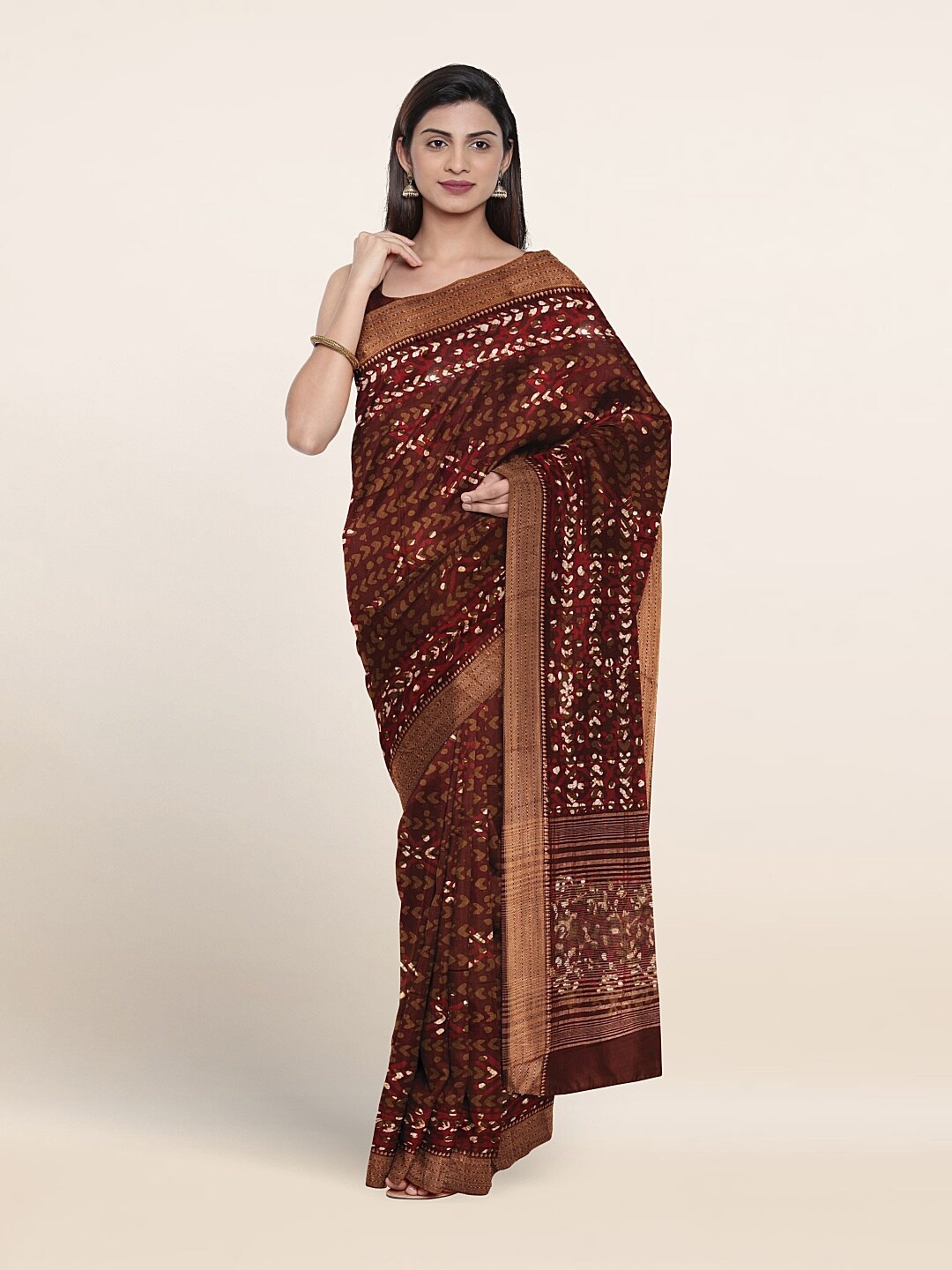 

Pothys Pure cotton saree, Brown