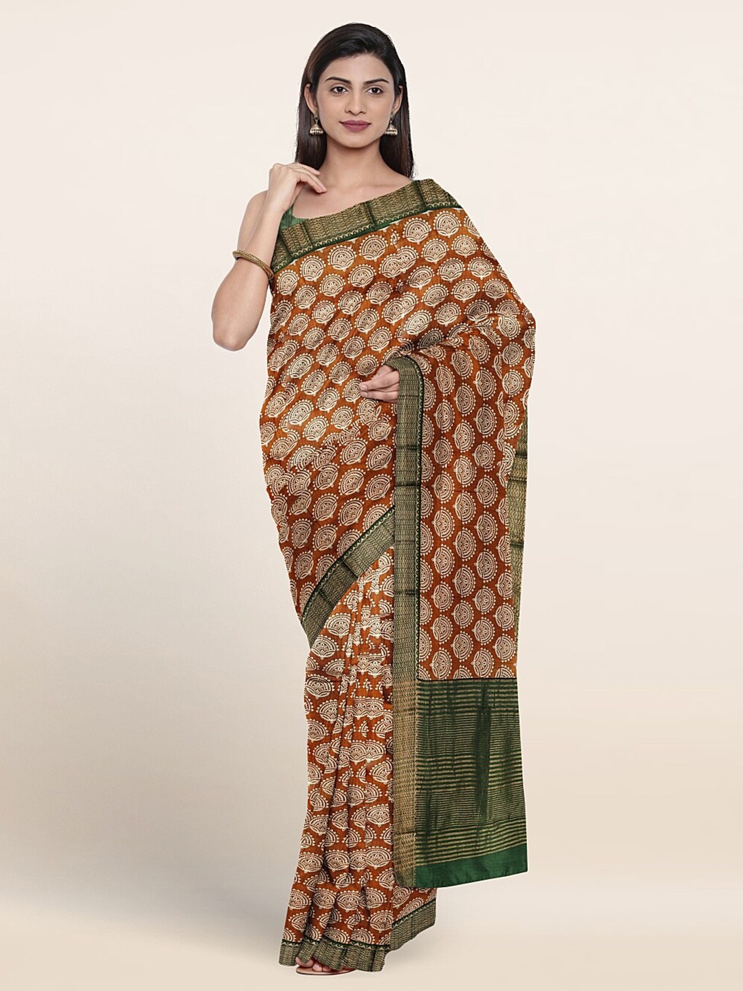 

Pothys Ethnic Motifs Printed Zari Pure Cotton Saree, Mustard