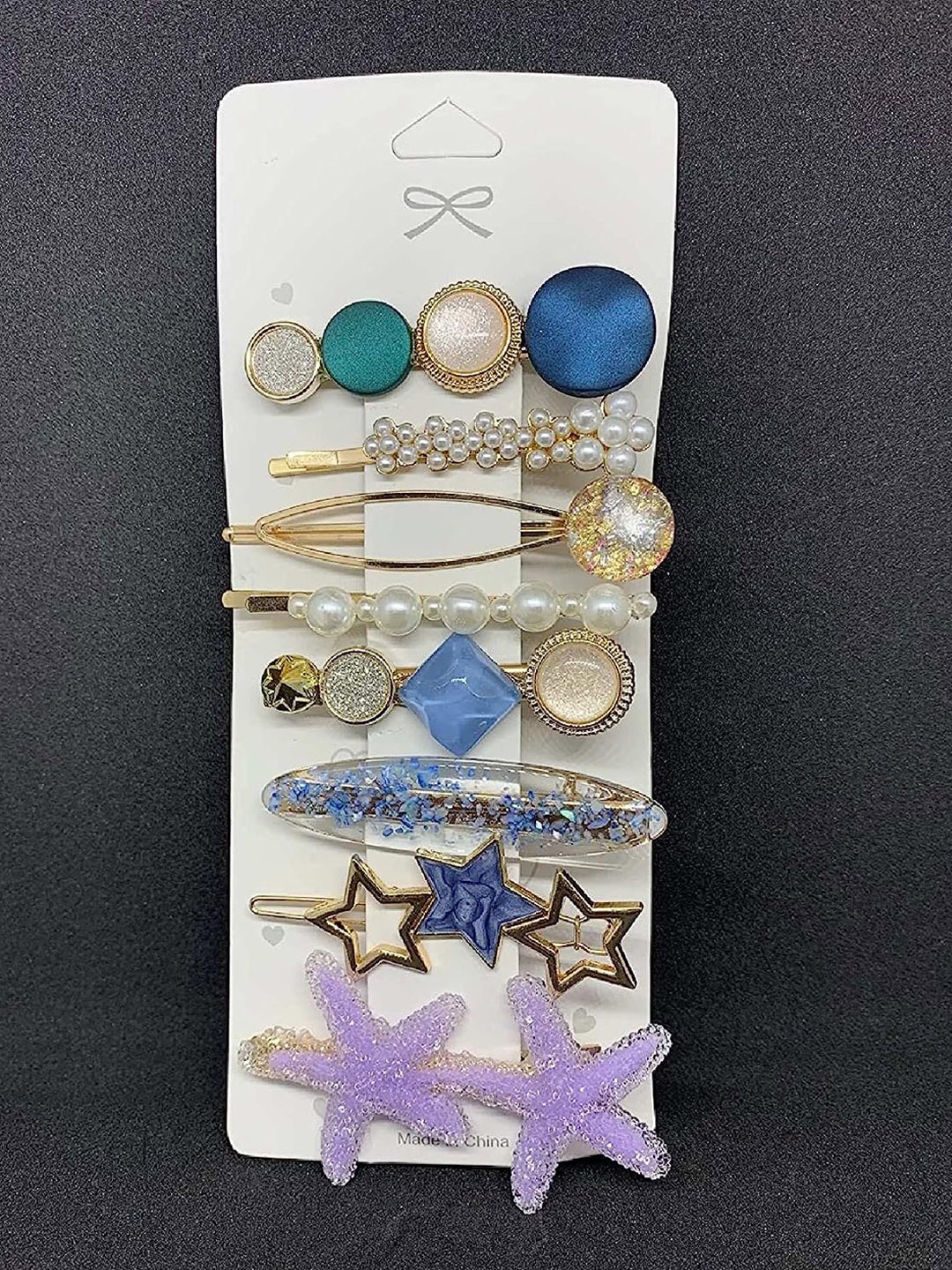 

CHRONEX Set Of 12 Embellished Alligator Hair Clips, Gold