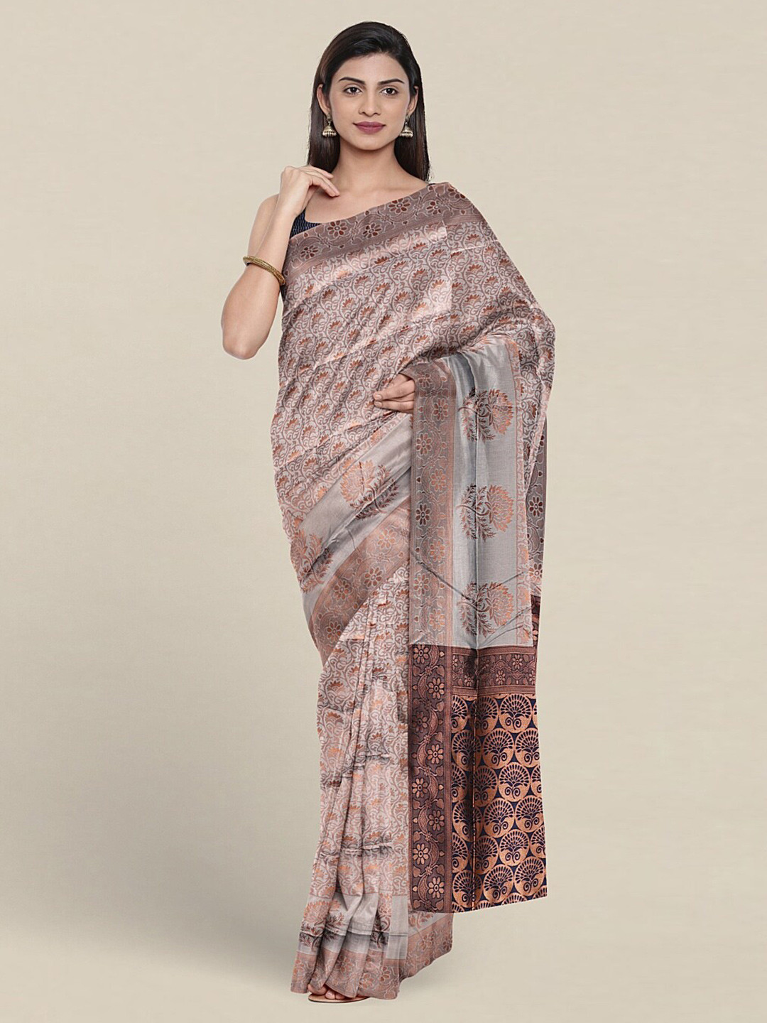 

Pothys Woven Design Zari Jute Silk Saree, Grey