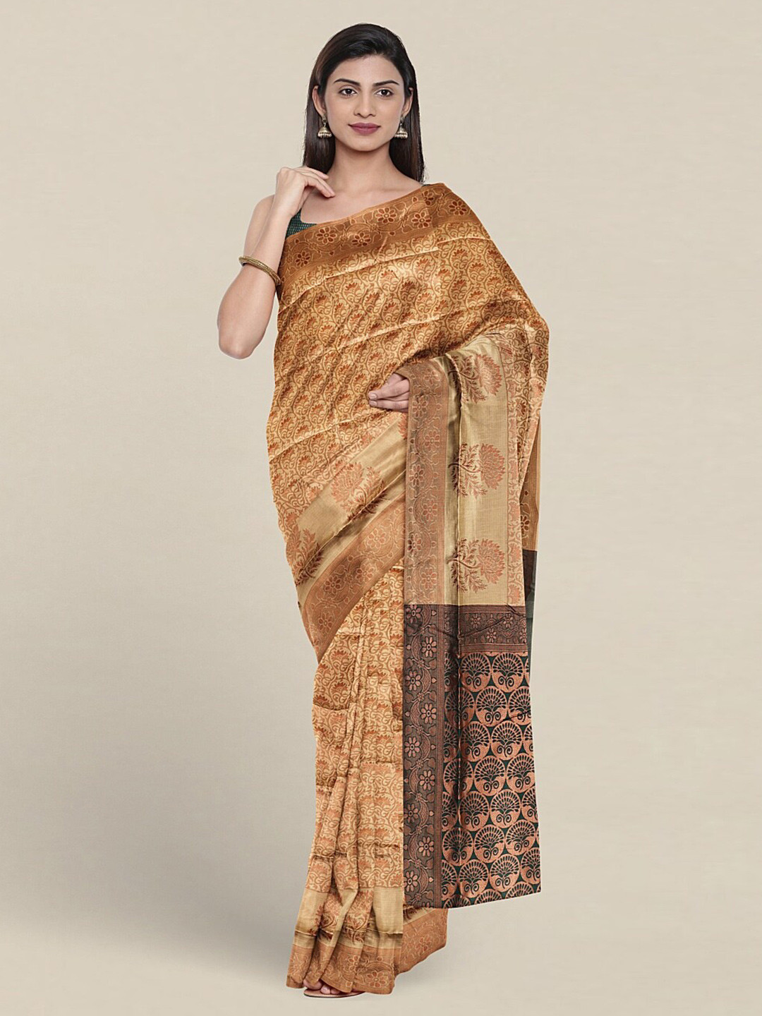 

Pothys Woven Design Zari Jute Silk Saree, Cream