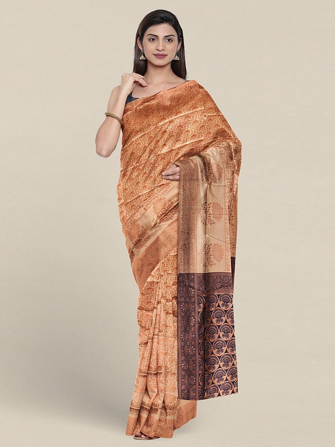 

Pothys Woven Design Zari Jute Silk Saree, Cream