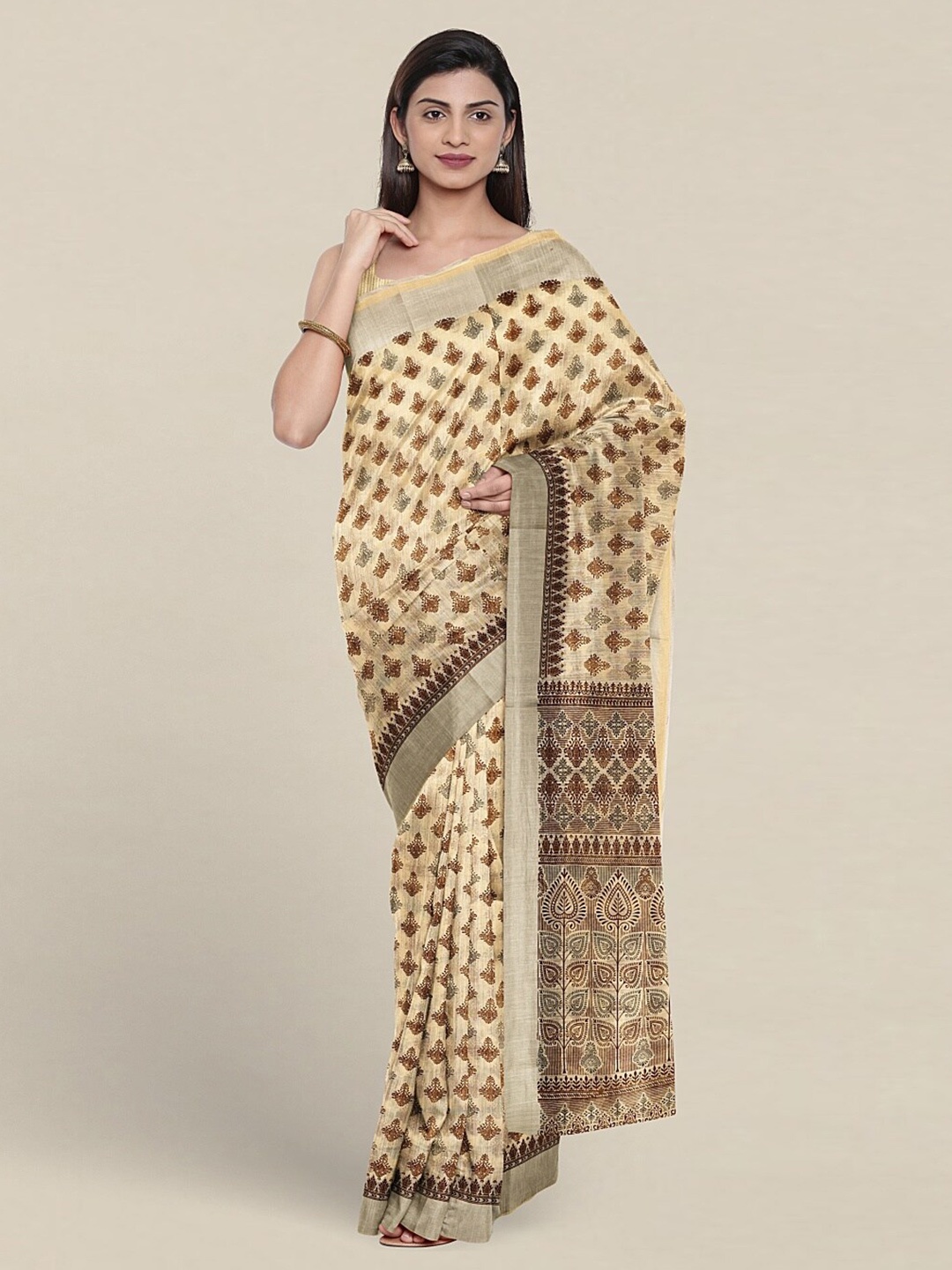 

Pothys Ethnic Motifs Printed Pure Cotton Saree, Yellow