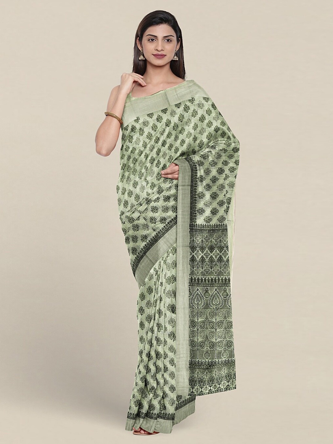 

Pothys Ethnic Motifs Printed Pure Cotton Saree, Green