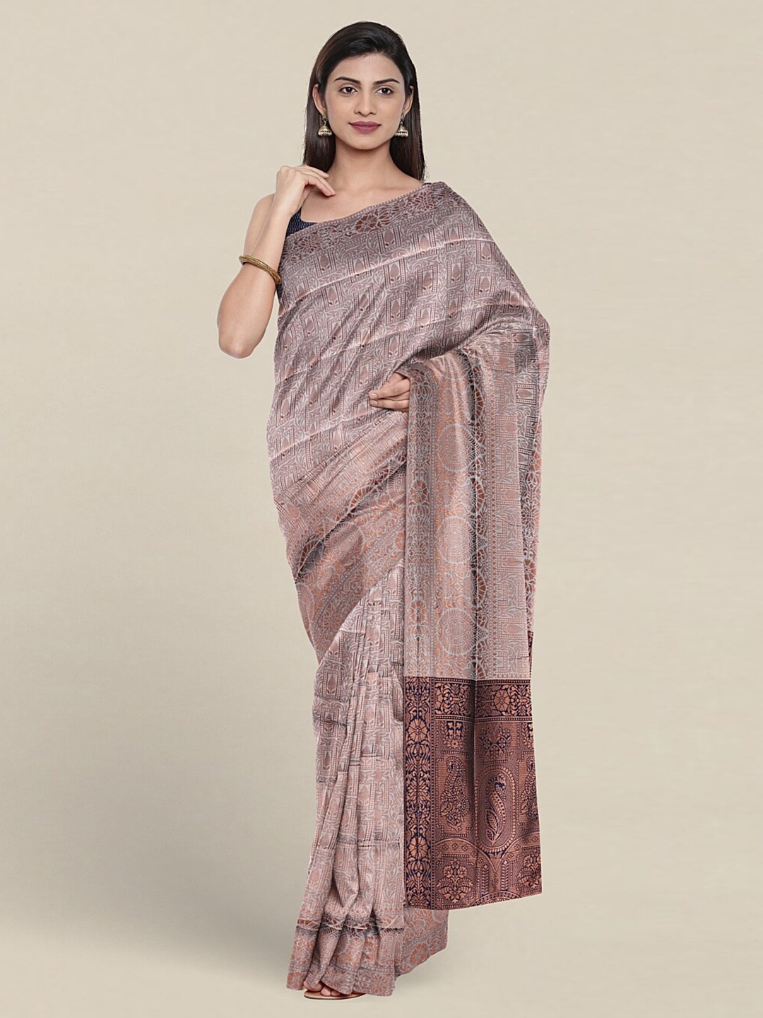 

Pothys Woven Design Zari Jute Silk Saree, Grey