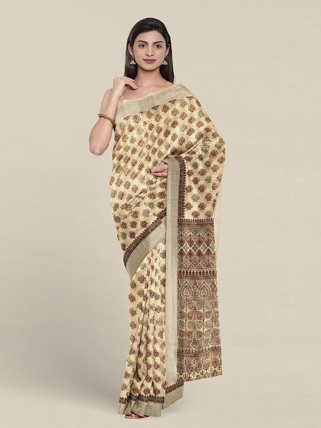 

Pothys Ethnic Motifs Printed Zari Pure Cotton Saree, Yellow