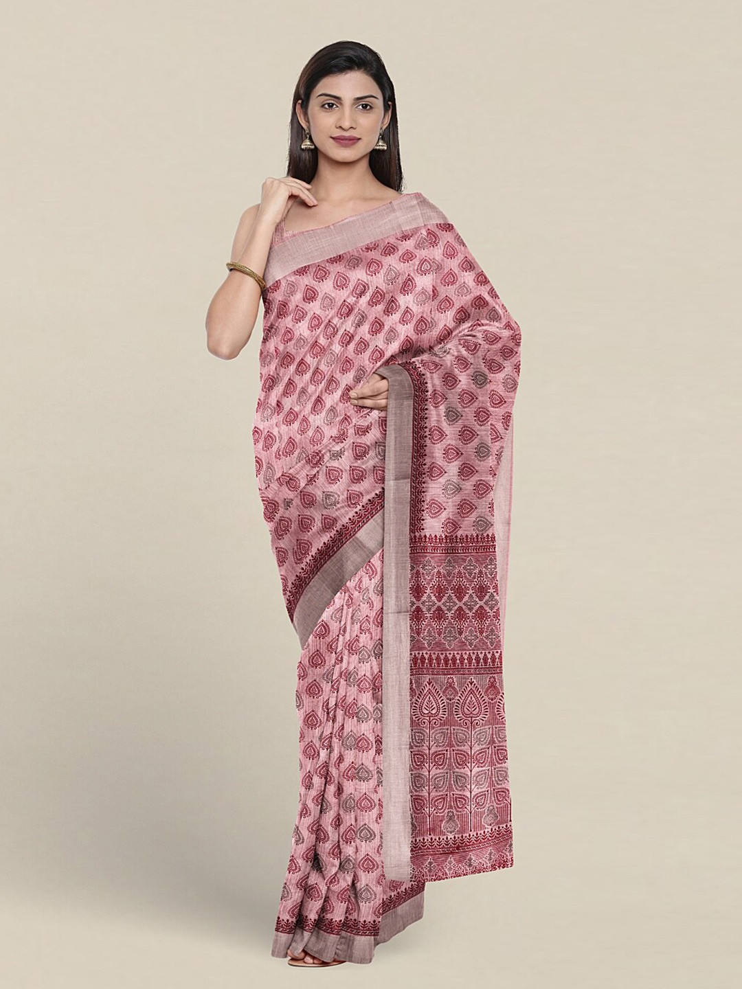 

Pothys Ethnic Motifs Printed Pure Cotton Saree, Pink