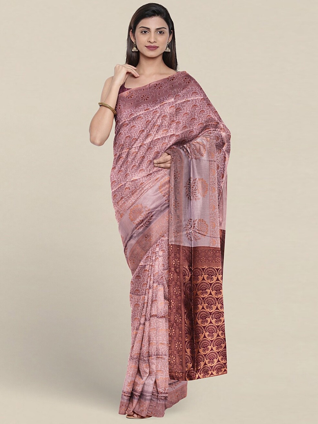 

Pothys Ethnic Motifs Woven Design Zari Jute Silk Saree, Lavender