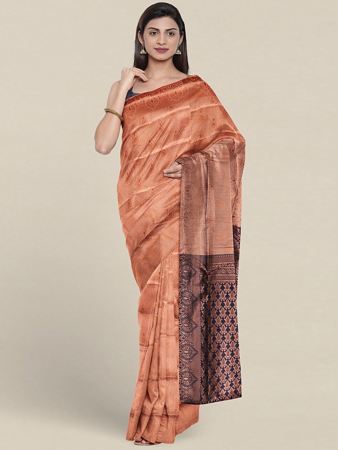 

Pothys Woven Design Zari Jute Silk Saree, Peach