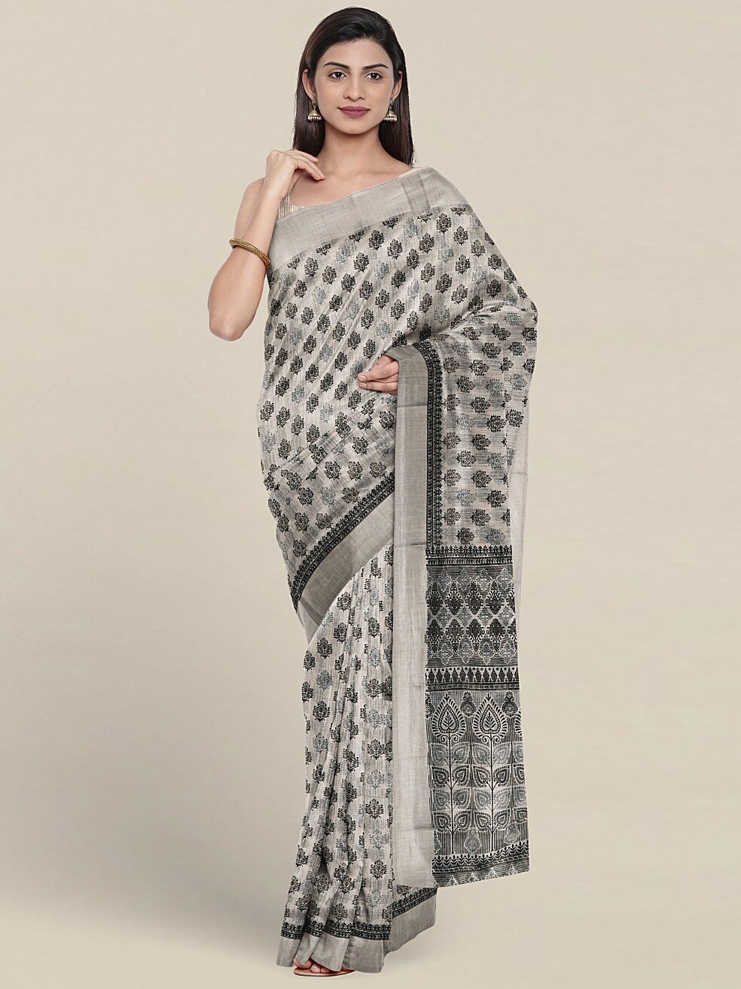 

Pothys Ethnic Motifs Pure Cotton Saree, Grey