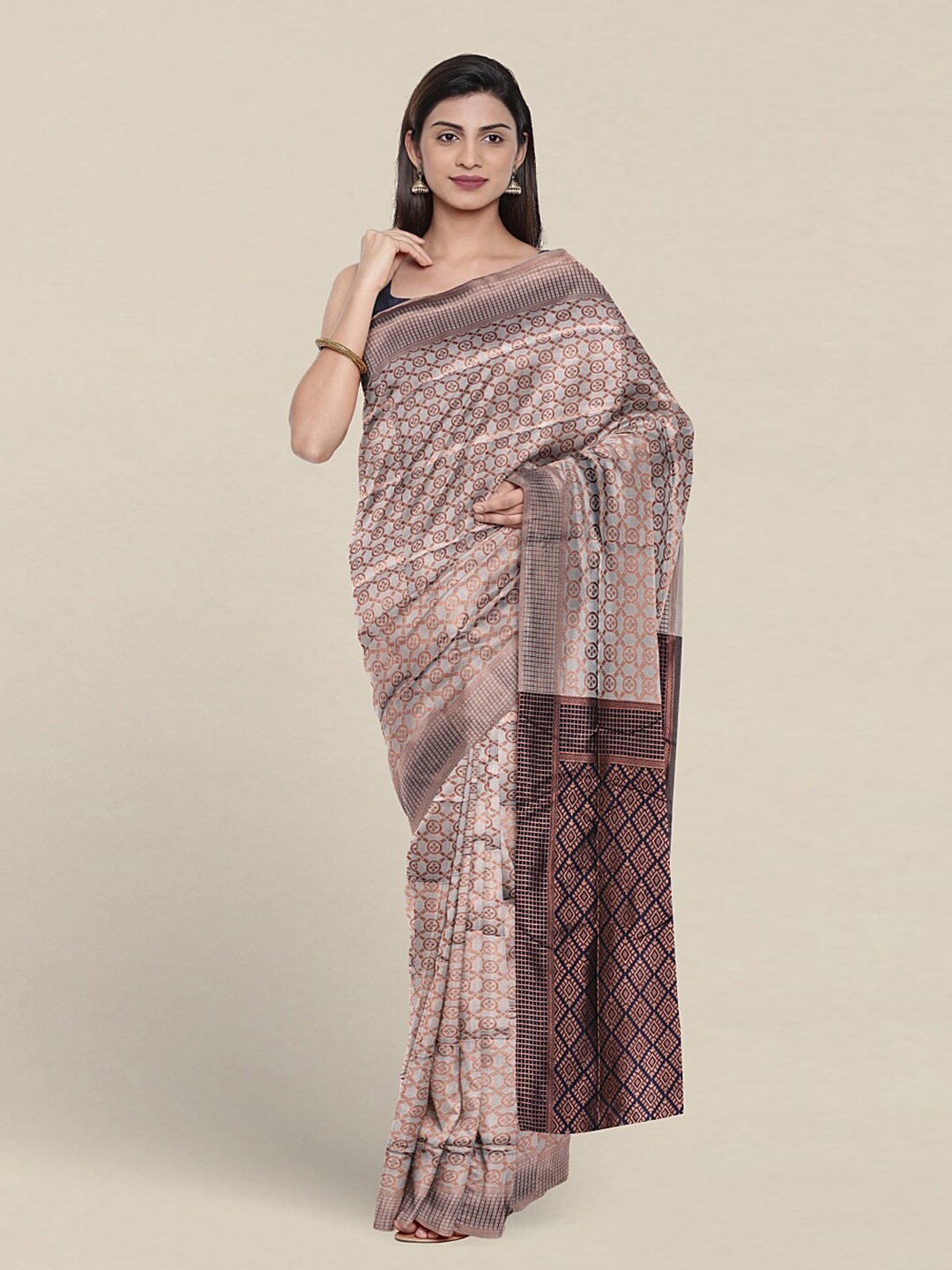 

Pothys Woven Design Zari Jute Silk Saree, Grey
