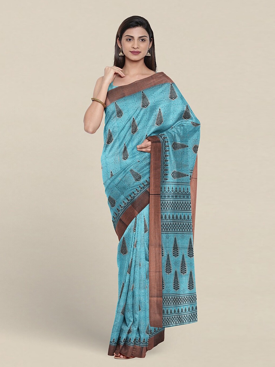 

Pothys Floral Printed Pure Cotton Saree, Blue