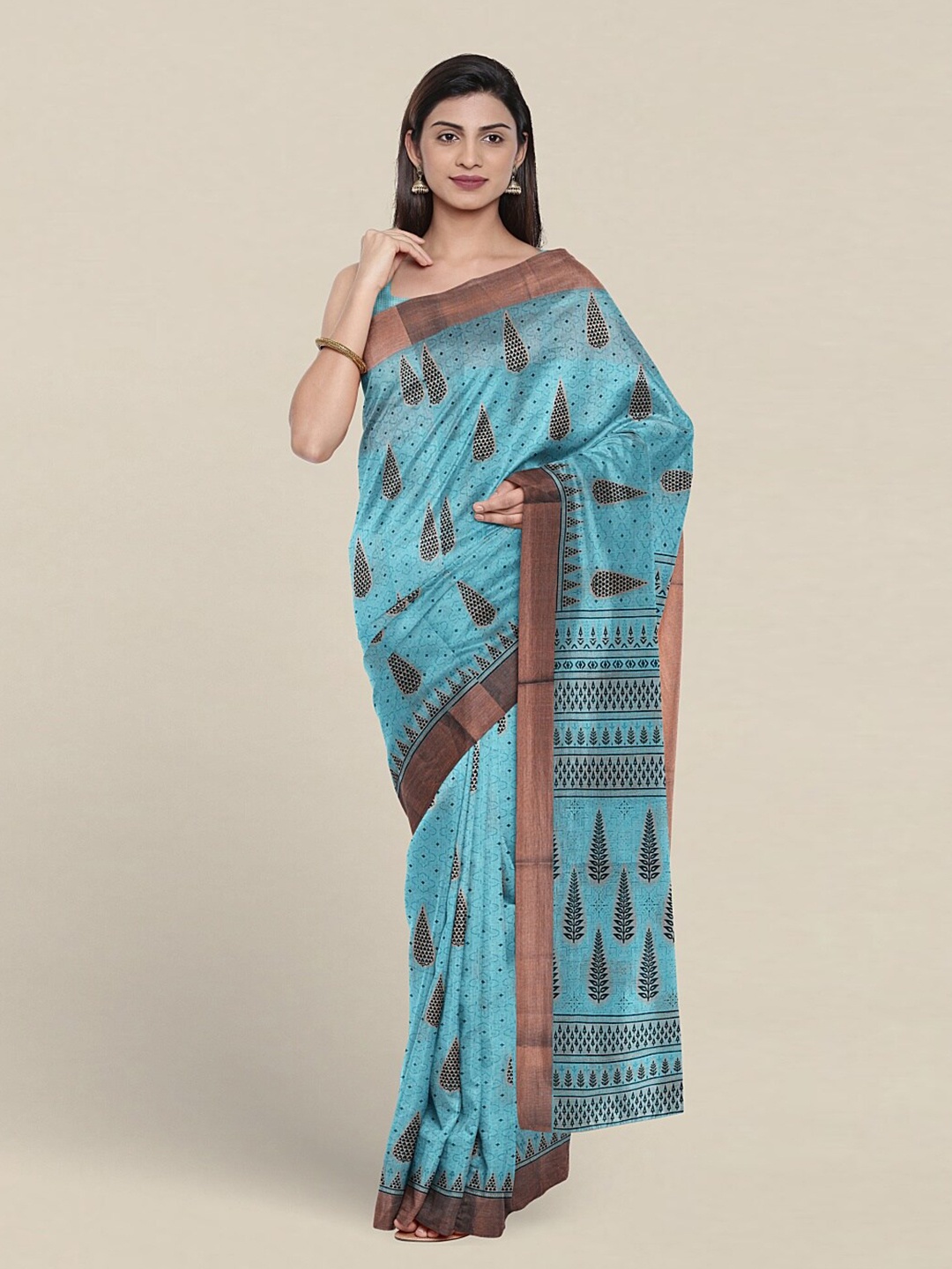 

Pothys Ethnic Motifs Printed Pure Cotton Saree, Blue