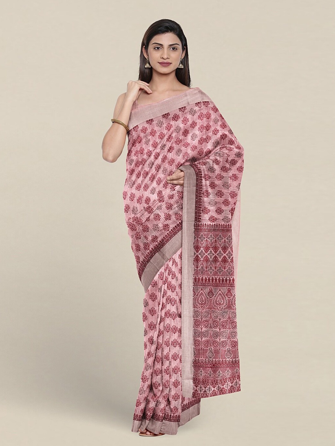 

Pothys Ethnic Motifs Printed Pure Cotton Saree, Pink