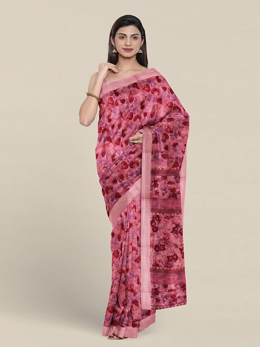 

Pothys Floral Printed Pure Cotton Saree, Pink