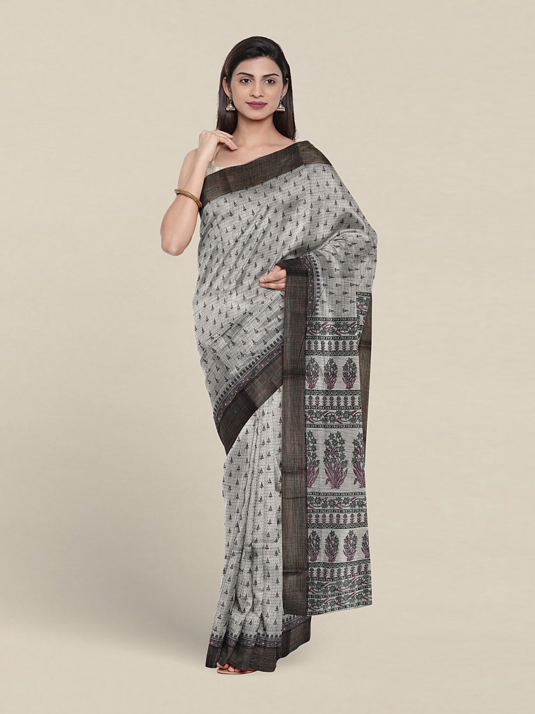 

Pothys Ethnic Motifs Zari Pure Cotton Saree, Grey