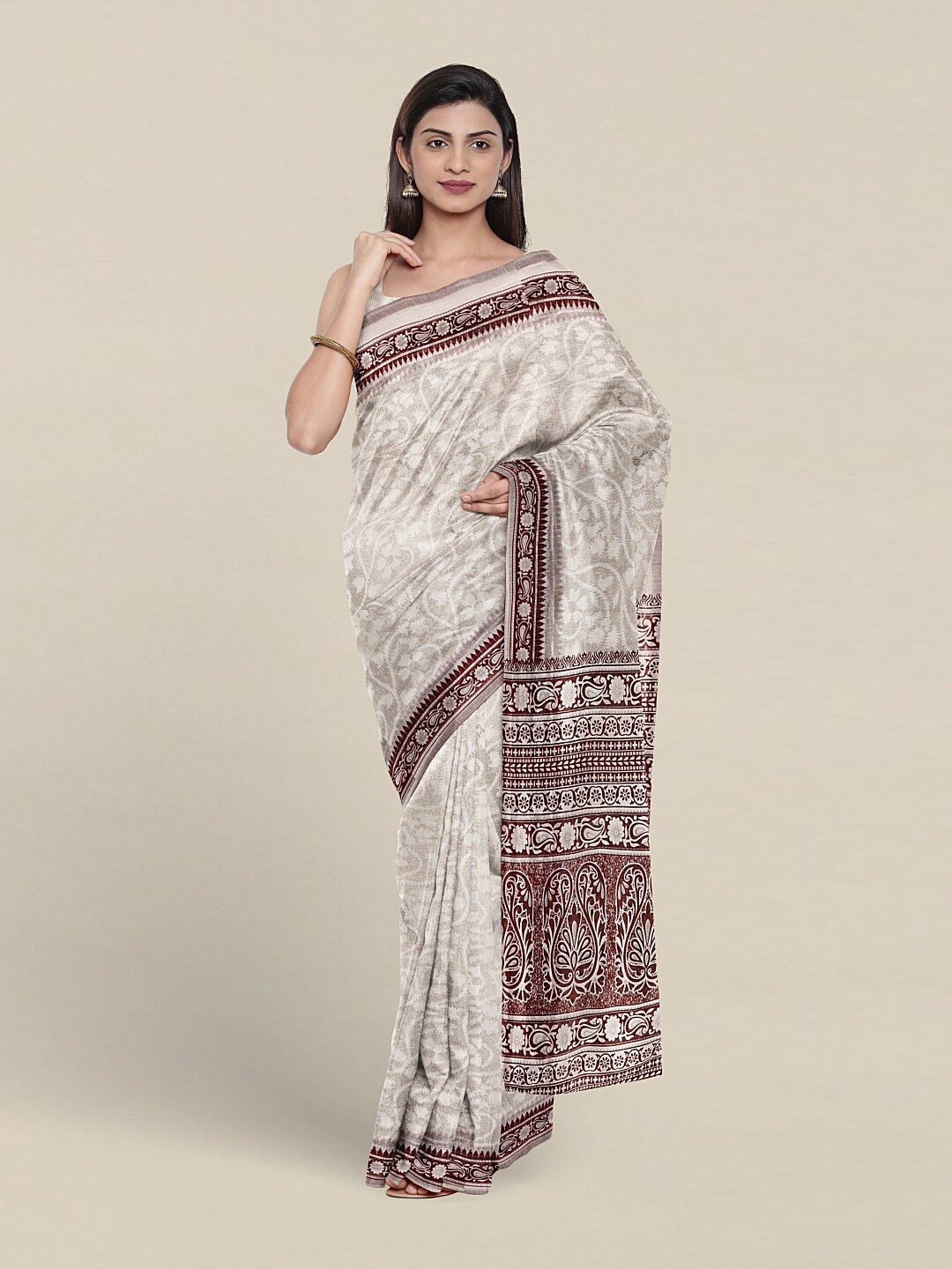 

Pothys Ethnic Motifs Pure Cotton Saree, White