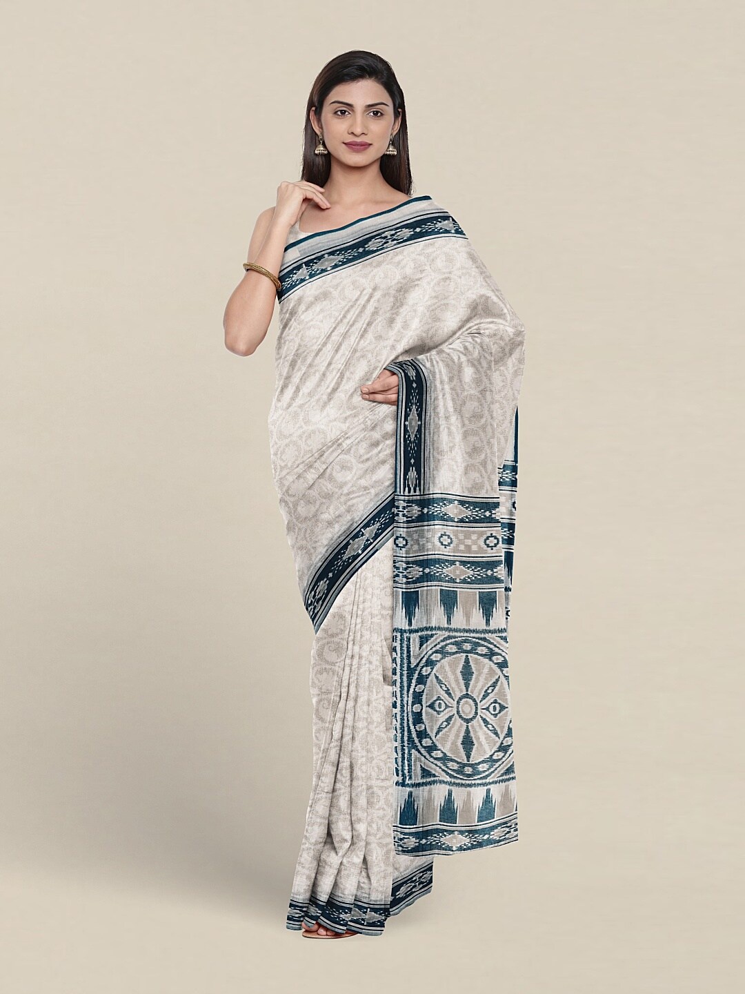 

Pothys Ethnic Motifs Printed Pure Cotton Saree, White