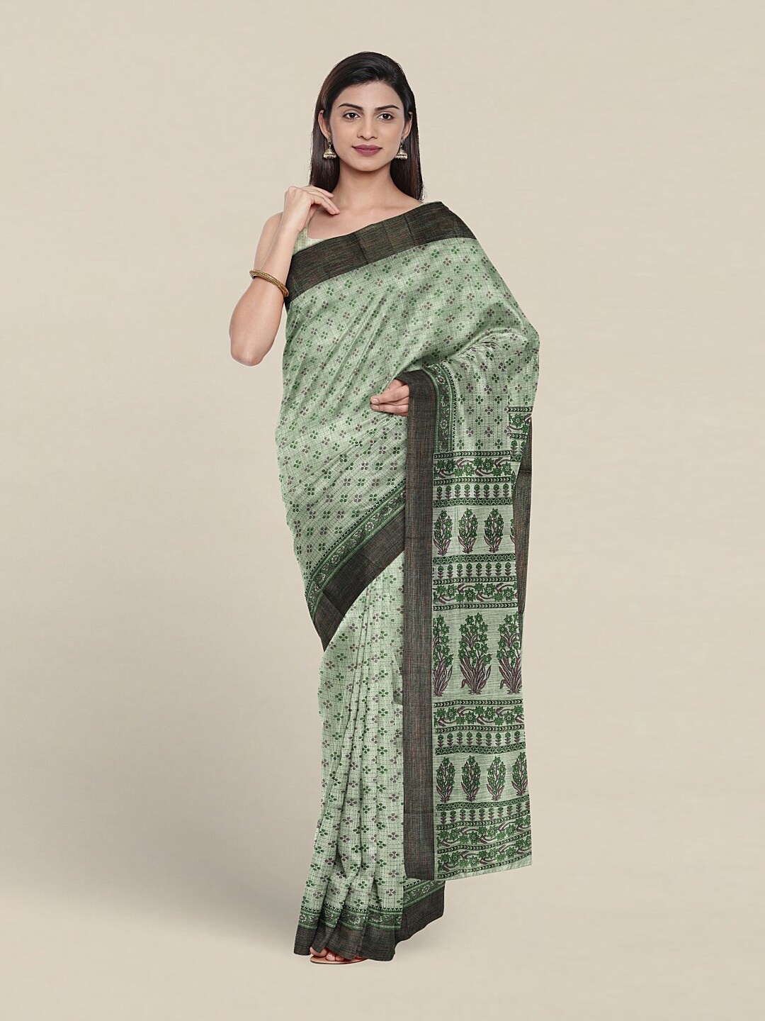 

Pothys Ethnic Motifs Printed Pure Cotton Saree, Green