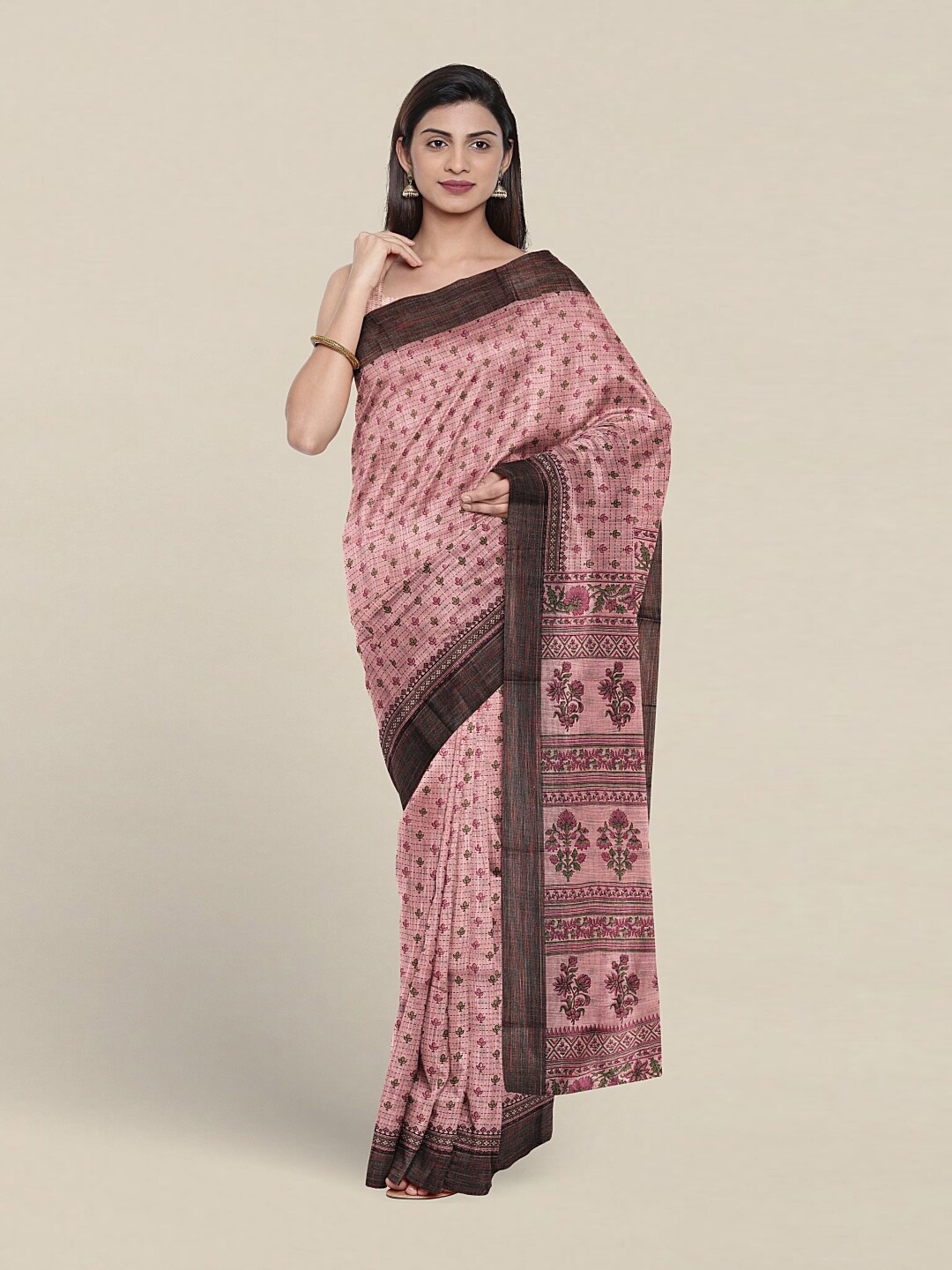 

Pothys Floral Printed Pure Cotton Saree, Pink