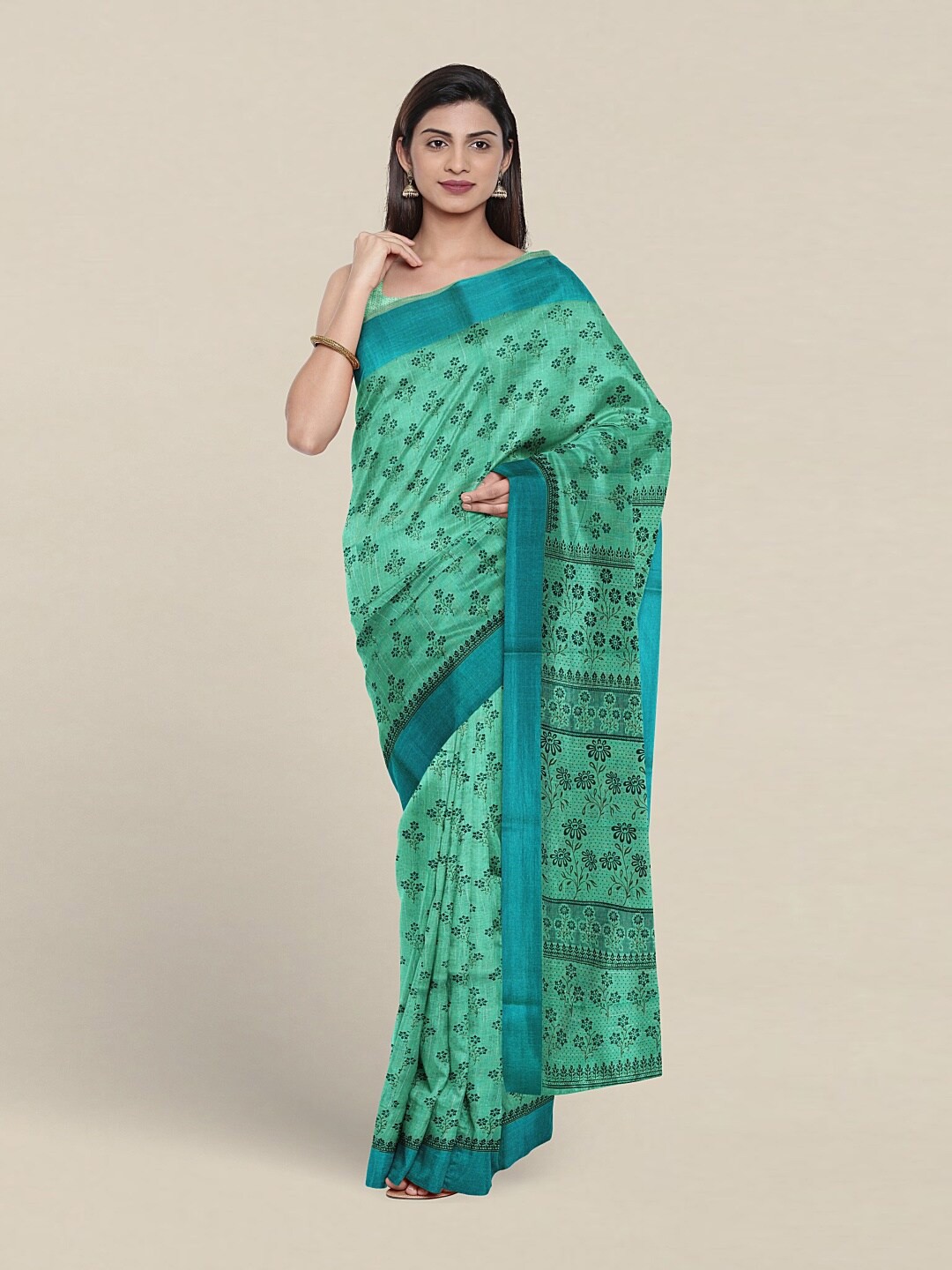 

Pothys Floral Pure Cotton Saree, Green